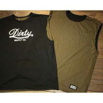 AT-DIRTY"SLEEVELESS DOUBLE TEE"BLACK × OLIVE【AT-DIRTY】(アットダーティー)正規取扱店(Official Dealer)Cannon Ball(キャノンボール)【あす楽対応/半袖Tシャツ/プリントTシャツ】
