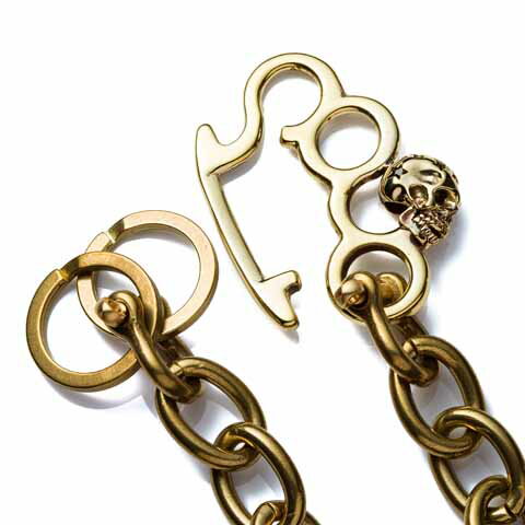 7th-Heaven Art Jewelry SKULL KNUCKLE KEY CHAIN RING BRASS【7th-Heaven Art Jewelry】(セブンスヘブン アート ジュエリー)正規取扱点(Official Dealer)Cannon Ball（キャノンボール）【20cmチェーン付キーリング】