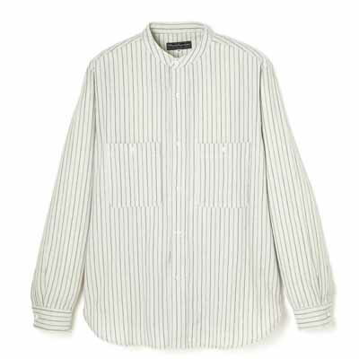 AttractionsWEARMASTERSLot.805 Stripe Band Collar Shirt - White (アトラクションズ)正規取扱店(Official Dealer)Cannon Ball(キャノンボール)【送料無料/WEARMASTERS/BILTBUCK】