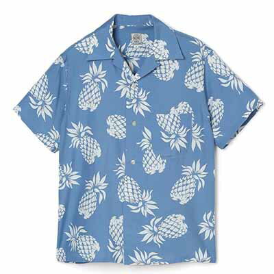 AttractionsWEARMASTERSLot.833 Pineapple Rayon Shirt - Sax -(アトラクションズ)正規取扱店(Official Dealer)Cannon Ball(キャノンボール)【送料無料/WEARMASTERS/BILTBUCK】
