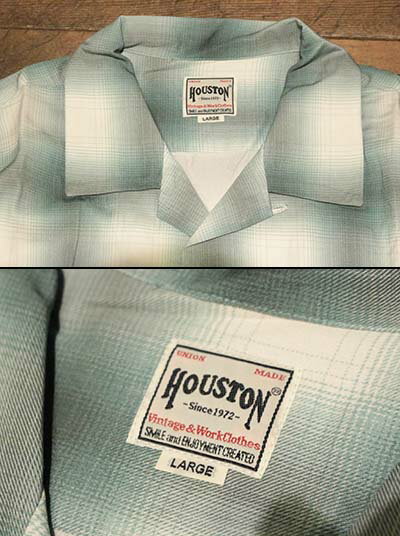 HOUSTON41187 OMBRE CHECK S/S SHIRT -MINT- 【HOUSTON】(ヒューストン)正規取扱店(Official Dealer)Cannon Ball(キャノンボール)【あす楽対応/送料無料】