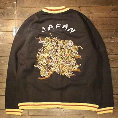 HOUSTON22175SOUVENIR CARDIGAN (百虎)BLACK(ヒューストン)正規取扱店(Official Dealer)Cannon Ball(キャノンボール)