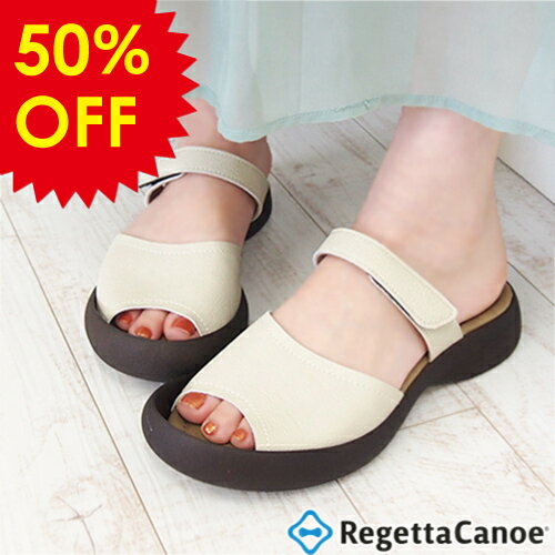【SALE★50％OFF】リゲッタ カヌー サンダル レディース CJFL306 シンプル フレアローヒール フラット ベルト | 春 夏 2本ベルト おしゃれ カジュアル かわいい 歩きやすい リゲッタカヌー RC easy 日本製 アウトレット セール 半額のサムネイル
