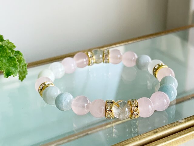 アクアマリン＆ローズクォーツ＆ルチ...