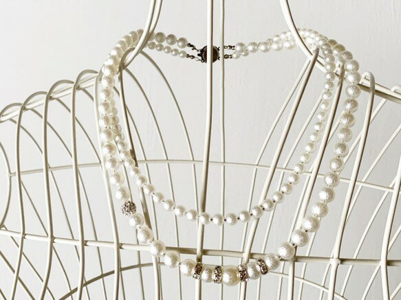 Beads - シンプル・パールビーズ・2連ネックレス Necklace Silver シルバー パールビーズ フォーマル 謝恩会 入学式 入園式 卒園式 卒業式 お呼ばれ オトナ女子 二次会 便利アイテム ハンドメイド 無料ラッピング