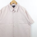 大きいサイズ メンズUS-XLサイズ VALDA COLLECTION 100%シルク 半袖レギュラーカラーシャツ ボックス型 シルクシャツ ボックスシャツ 胸囲約132cm 無地 ピンク系 tn-0064n BIGサイズ USED アメリカ古着 