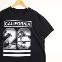 大きいサイズ メンズUS-XLサイズ CALIFORNIA 26 半袖プリントTシャツ クルーネック ブラック ナンバリング スーベニア 胸囲約117cm カリフォルニア ツーリスト 地名 ビンテージ LL アメリカ古着 USED BIGサイズ t-2036n【中古】