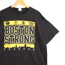 大きいサイズ メンズUS-XLサイズ 00's BOSTON STRONG FOREVER 半袖プリントTシャツ クルーネック ブラック 黒 胸囲約117cm ボストン スローガン メッセージ地名 ビンテージ LL アメリカ古着 USED BIGサイズ t-2039n【中古】