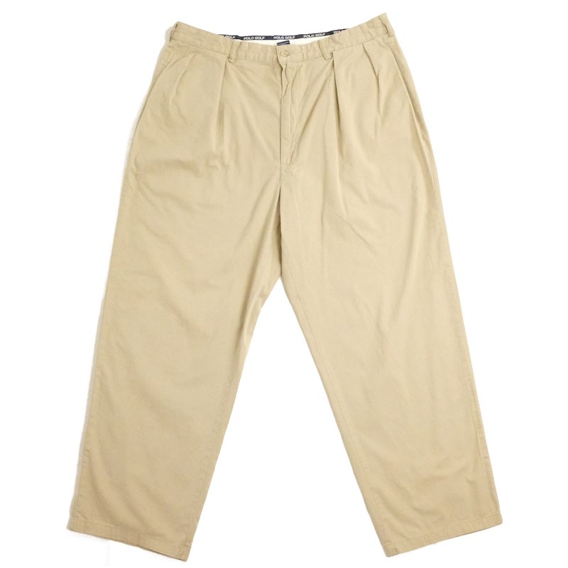 大きいサイズ メンズW36/L30 旧タグ ポロゴルフ ラルフローレン 2タック コットンチノクロスパンツ CLASSIC GOLF PANT ポロチノ チノパン スラックス 実寸ウエスト89cm 股下70.5cm W35/L28相当 無地 ベージュ系 pn-0452 BIGサイズ 古着 【中古】