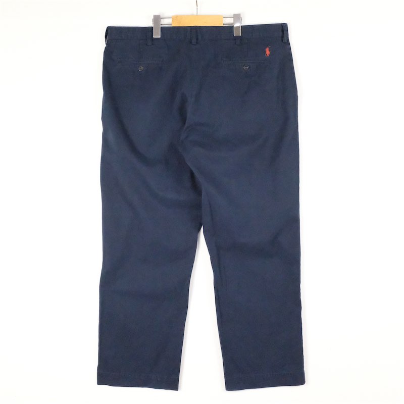 大きいサイズ メンズW39/L30 90's ポロラルフローレン PROSPECT PANT コットンチノクロスパンツ ポロチノ チノパン スラックス 旧タグ オールドラルフ 実寸ウエスト100cm 股下76cm 表記W38/L30 紺 ネイビー系 pn-0737 アメカジ 古着 【中古】