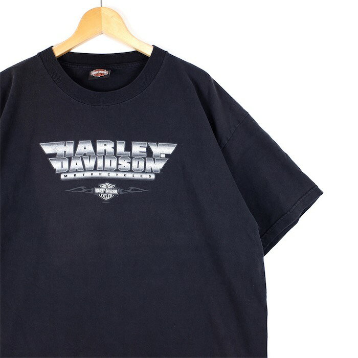 大きいサイズ メンズUS-2XLサイズ 00 039 s ハーレーダビッドソン 半袖両面プリントTシャツ HARTFORD.WI ブラック 胸囲約128cm バー＆シールド イーグル オフィシャル HARLEY DAVIDSON ビンテージ バイカー アメリカ古着 USED BIGサイズ t-2361n【中古】