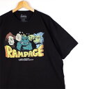 楽天古着屋Canopus 楽天市場店大きいサイズ メンズUS-2XLサイズ RAMPAGE THE MOVIE クルーネック半袖プリントTシャツ ランペイジ 巨獣大乱闘 ブラック 黒 胸囲約130cm オフィシャル 映画 ムービー アメリカ古着 USED BIGサイズ t-2381n【中古】