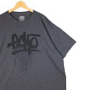 大きいサイズ メンズUS-3XLサイズ ECKO UNLTD 半袖プリントTシャツ クルーネック ダークヘザーグレー 胸囲約149cm エコーアンリミテッド B系 ストリート HIP HOP ヒップホップ アメリカ古着 USED BIG t-2445n【中古】