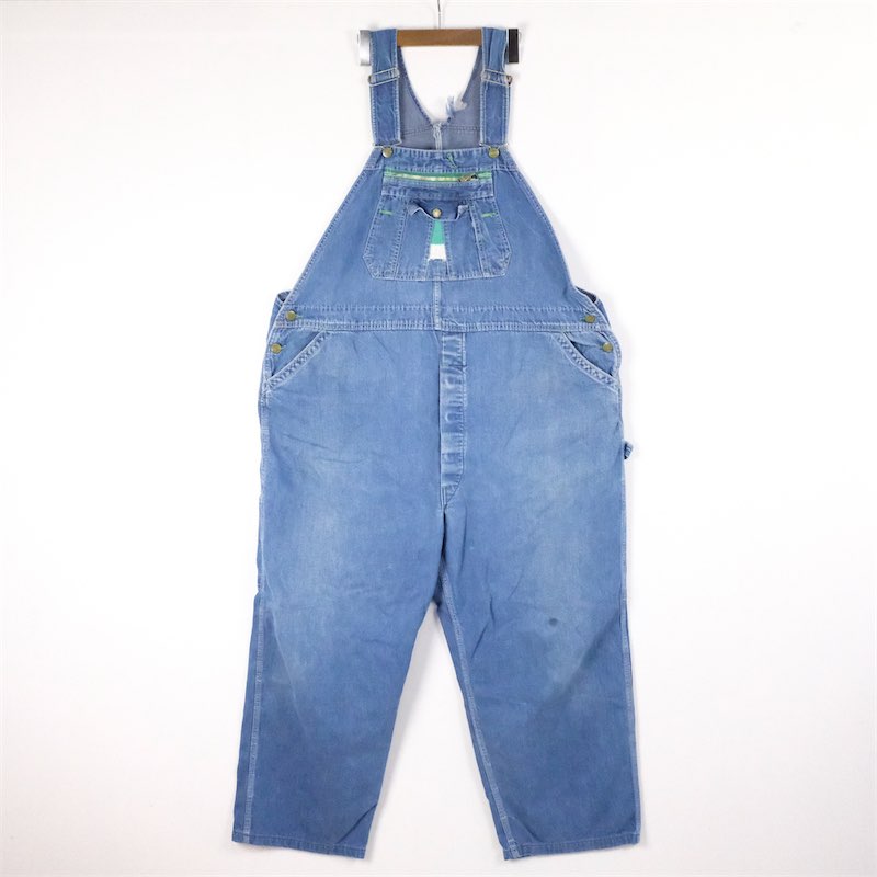 大きいサイズ メンズW47/L25相当 リバティ LIBERTY OVERALLS デニムオーバーオール 実寸ウエスト121cm 股下64cm 作業服 ワークウェア オールインワン 青 デニムブルー系 pn-1075 アメカジ BIGサイズ 古着 【中古】