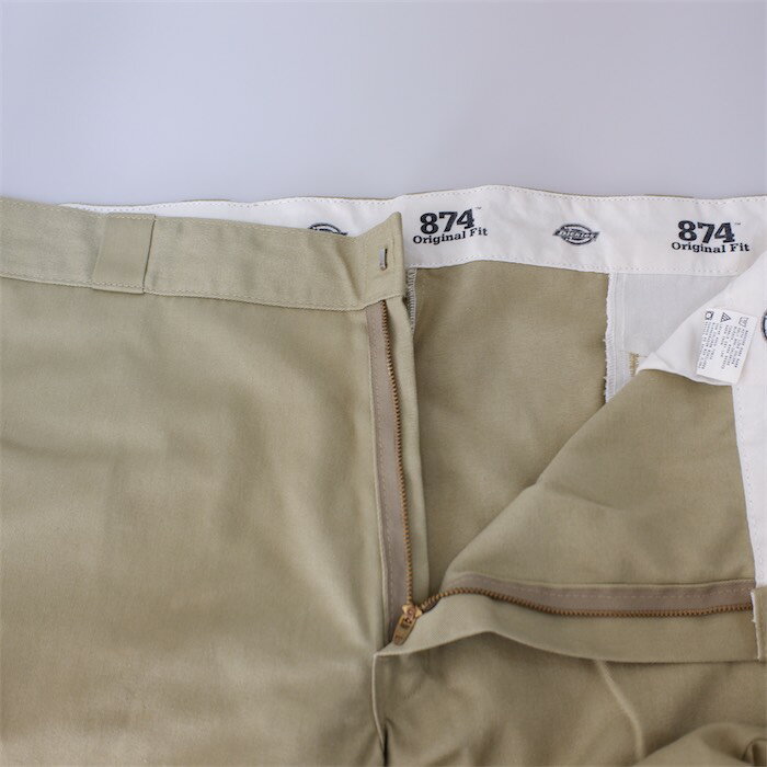大きいサイズ メンズW42 ディッキーズ 874ワークパンツ カーキベージュ ウエスト実寸約108cm 股下75cm Dickies アメリカ古着 USED BIG あす楽対応 pt-1330【中古】