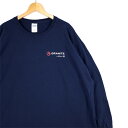 大きいサイズ メンズUS-3XLサイズ GILDAN クルーネック 長袖プリントTシャツ ネイビー General Electric 胸囲約140cm ゼネラルエレクトリック ロングスリーブ ロンT アドバタイジング 企業物 アメリカ古着 USED BIG t-2528n【中古】