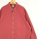 大きいサイズ メンズUS-2XLサイズ エルエルビーン L.L.Bean 長袖ボタンダウンシャツ 285275 BDシャツ カジュアル 胸囲約148cm チェック柄 赤 エンジ系 tn-2185n アメカジ USA アメリカ BIGサイズ 古着 