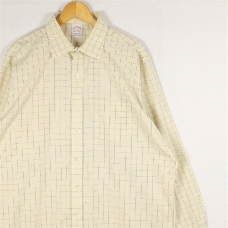 大きいサイズ メンズUS-XLサイズ ブルックスブラザーズ Brooks Brothers 長袖ボタンダウンシャツ ポロカラー BDシャツ TRADITIONAL FIT 胸囲約138cm チェック柄 黄 イエロー系 tn-2228n アメカジ BIGサイズ 古着 【中古】