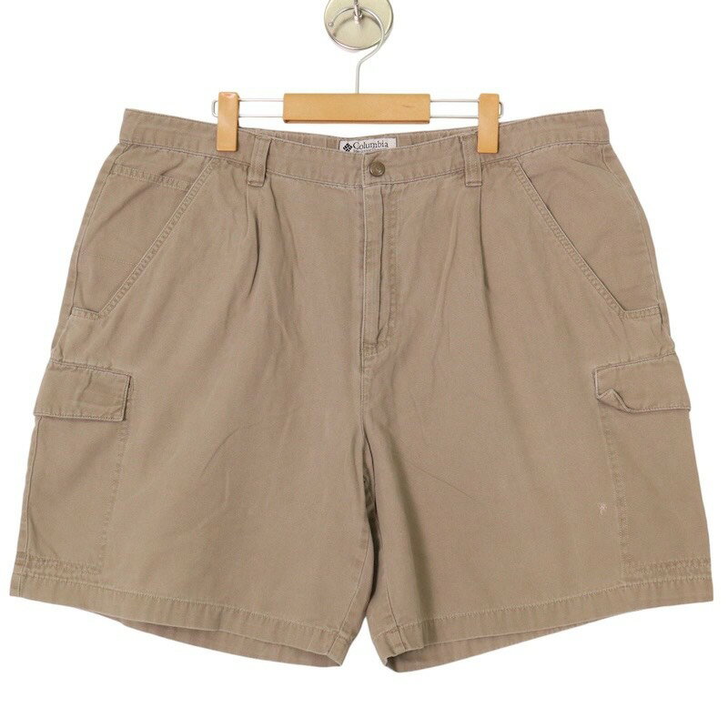 Cotton Pants - 大きいサイズ メンズW40インチ Columbia コロンビア 0107 AM 4306 カーゴショーツ ダック地 ショートパンツ ハーフパンツ 実寸ウエスト101cm ベージュ系 pc-0055 アメカジ ビンテージ オールド 古着 【中古】