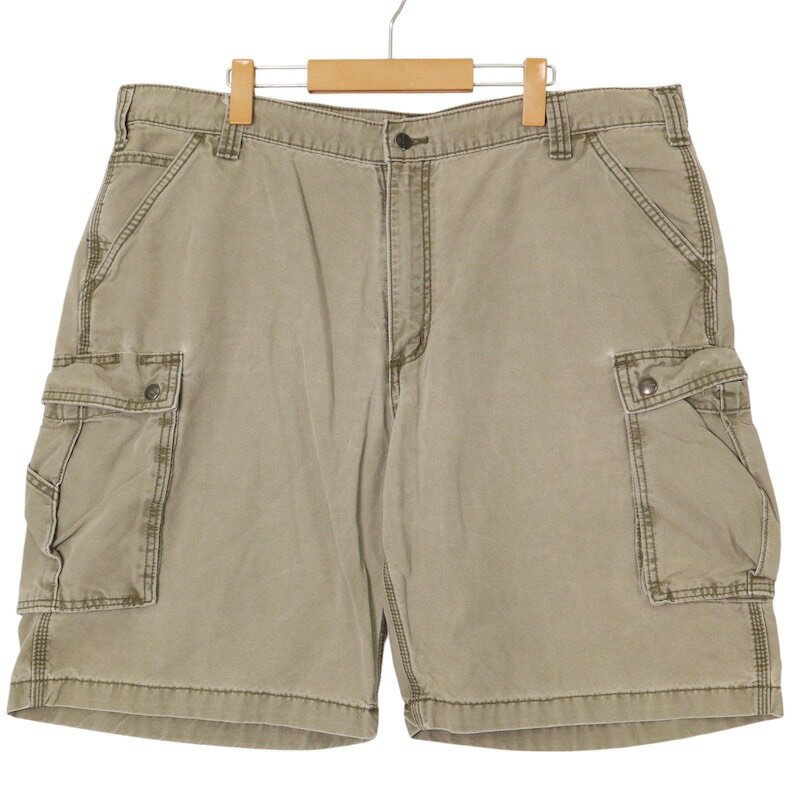 Short, Half Pants - 大きいサイズ メンズW40インチ carhartt カーハート 100277 301 ダック地 カーゴショーツ ショートパンツ ハーフパンツ 実寸ウエスト106cm オリーブグリーン系 pc-0059 アメカジ ビンテージ オールド 古着 【中古】