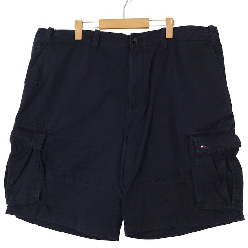 大きいサイズ メンズW42インチ TOMMY HILFIGER トミーヒルフィガー コットンチノ ショートパンツ ショーツ ハーフパンツ 実寸ウエスト114cm ネイビー系 pc-0073 アメカジ ビンテージ オールド 古着 【中古】