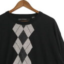 大きいサイズ メンズUS-XXLサイズ ペリーエリス PERRY ELLIS PORTFOLIO クルーネック 長袖コットンニットセーター 胸囲約121cm アーガイル柄 黒 ブラック系 sc-0371 アメカジ BIGサイズ アメリカ古着 【中古】(4)