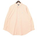 大きいサイズ メンズ18 34/35 US-XXLサイズ 00's ラルフローレン 長袖ボタンダウンシャツ CLASSIC FIT ストライプ オレンジ ホワイ...