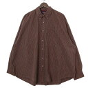 大きいサイズ メンズUS-3XLサイズ ラングラー 長袖ボタンダウンシャツ チェック柄 ブラウンベース系 胸囲約160cm Wrangler ロングスリーブ アメリカ古着 USED BIG hsc-0061n【中古】
