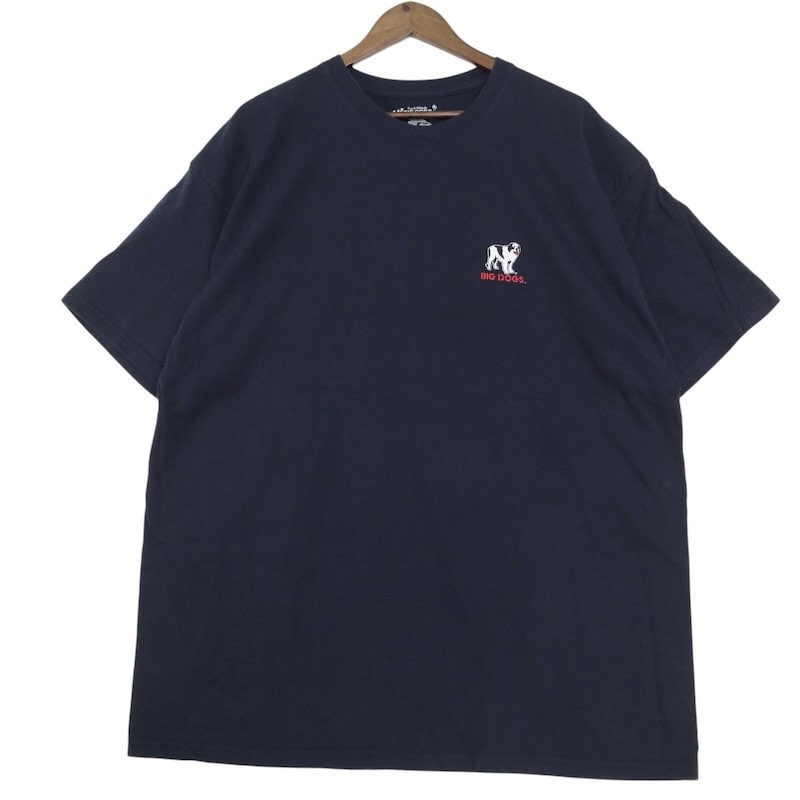 Long-Sleeved - 大きいサイズ メンズUS-2XLサイズ BIG DOGS クルーネック 半袖プリントTシャツ 両面プリント アニマルプリント 犬 ドッグ 胸囲約118cm 紺 ネイビー系 tc-0099n アメカジ BIGサイズ アメリカ古着 【中古】