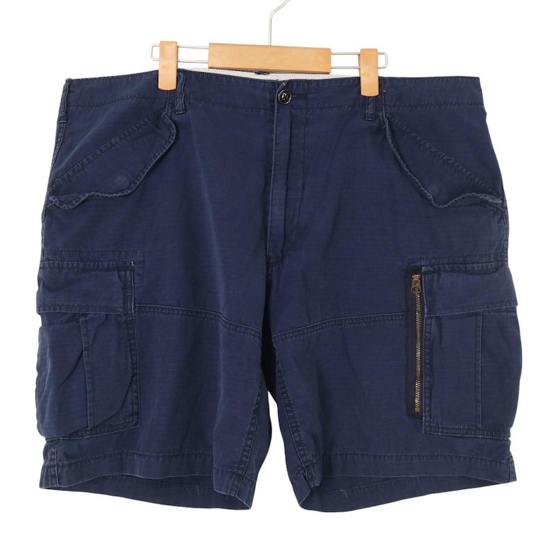 大きいサイズ メンズW40 ポロラルフローレン カーゴショートパンツ リップストップ ネイビー ウエスト実寸約106cm POLO RALPH LAUREN ショーツ ハーフパンツ アメリカ古着 USED hpc-0045 【中古】