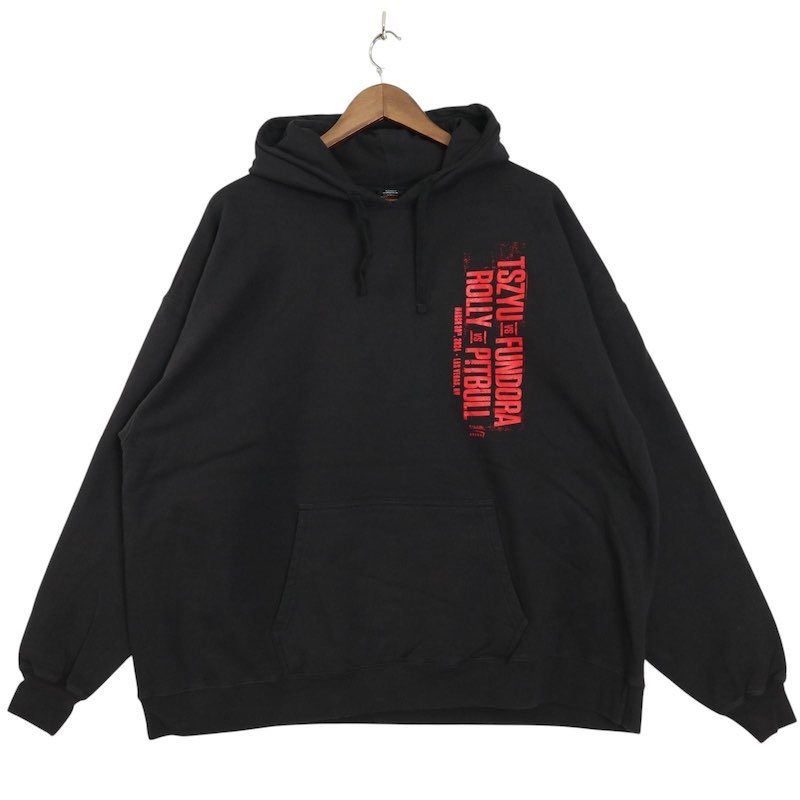 大きいサイズ メンズUS-3XLサイズ ヘインズ スウェットパーカー ボクシングプリント ブラック 裏起毛 ..