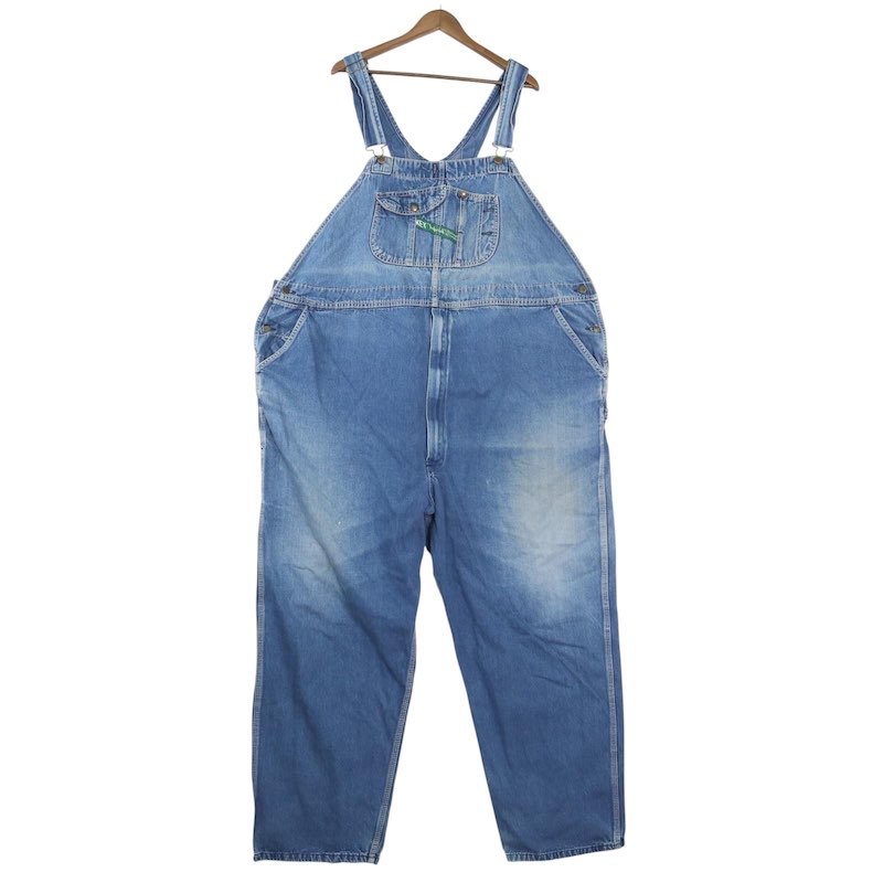 特大 超大きいサイズ メンズW56 キー デニムオーバーオール ブルー 雰囲気系 ウエスト実寸約139cm 股下78cm KEY ワーク ビンテージ アメリカ古着 USED BIG あす楽対応 hpc-0059【中古】