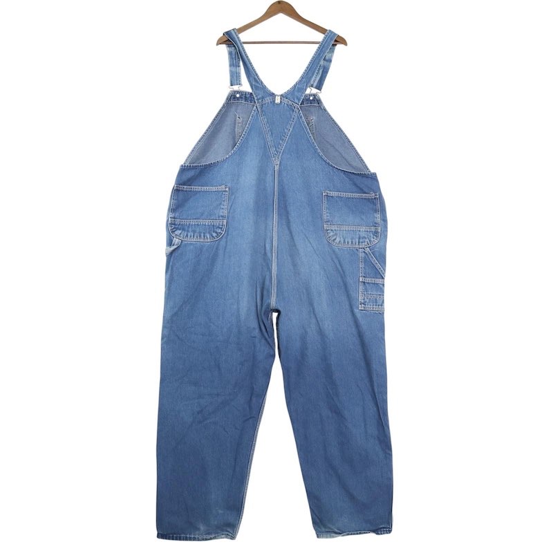 特大 超大きいサイズ メンズW56 キー デニムオーバーオール ブルー 雰囲気系 ウエスト実寸約139cm 股下78cm KEY ワーク ビンテージ アメリカ古着 USED BIG あす楽対応 hpc-0059【中古】