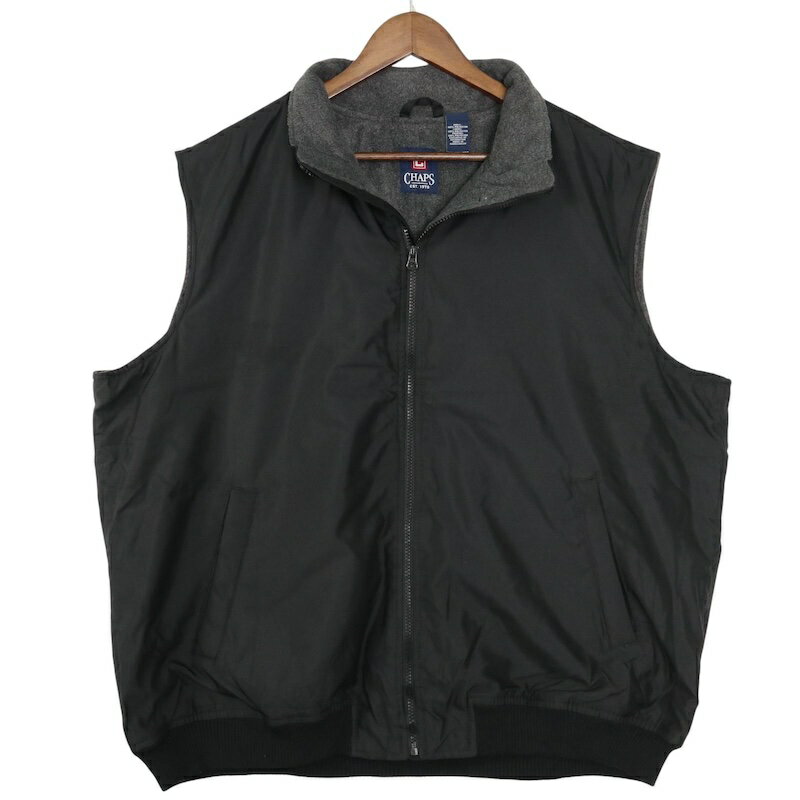 大きいサイズ メンズUS-XXLサイズ チャップス CHAPS フリースライナーベスト カジュアル アウトドア 胸囲約137cm 黒 ブラック系 jc-0321 【アメカジ】【古着】【中古】