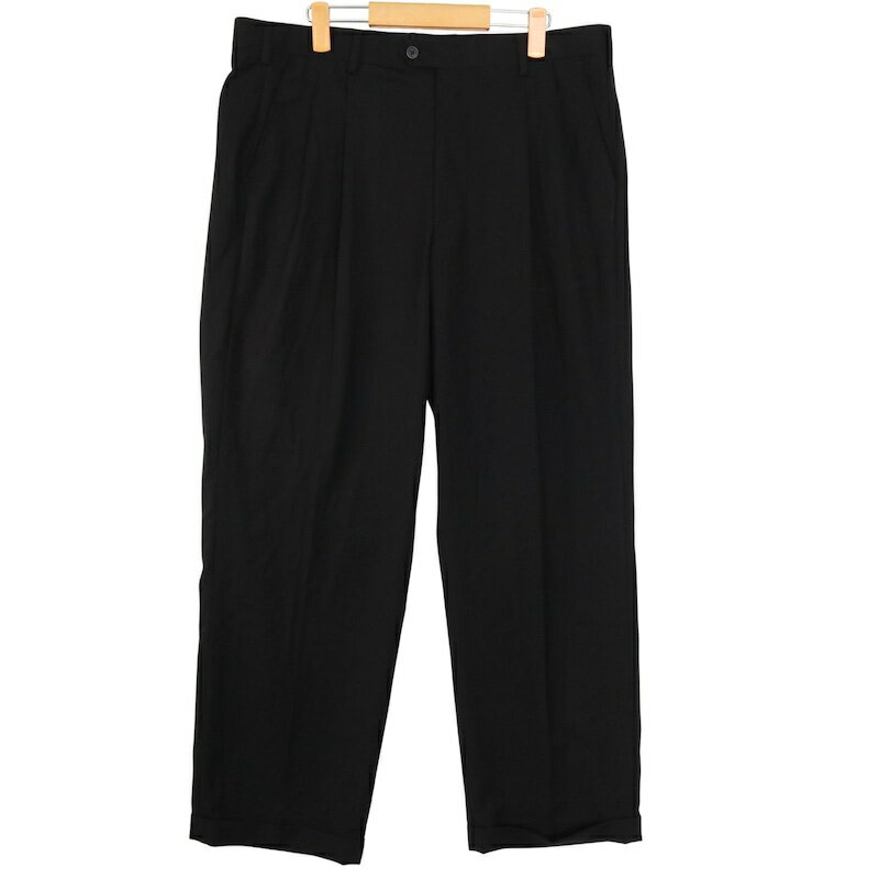 大きいサイズ メンズW38 ヴァンヒューゼン 2タック スラックスパンツ レーヨン混紡 ブラック 実寸約ウエスト97cm 股下74.5cm VAN HEUSEN ビンテージ アメリカ古着 USED hpc-0144【中古】