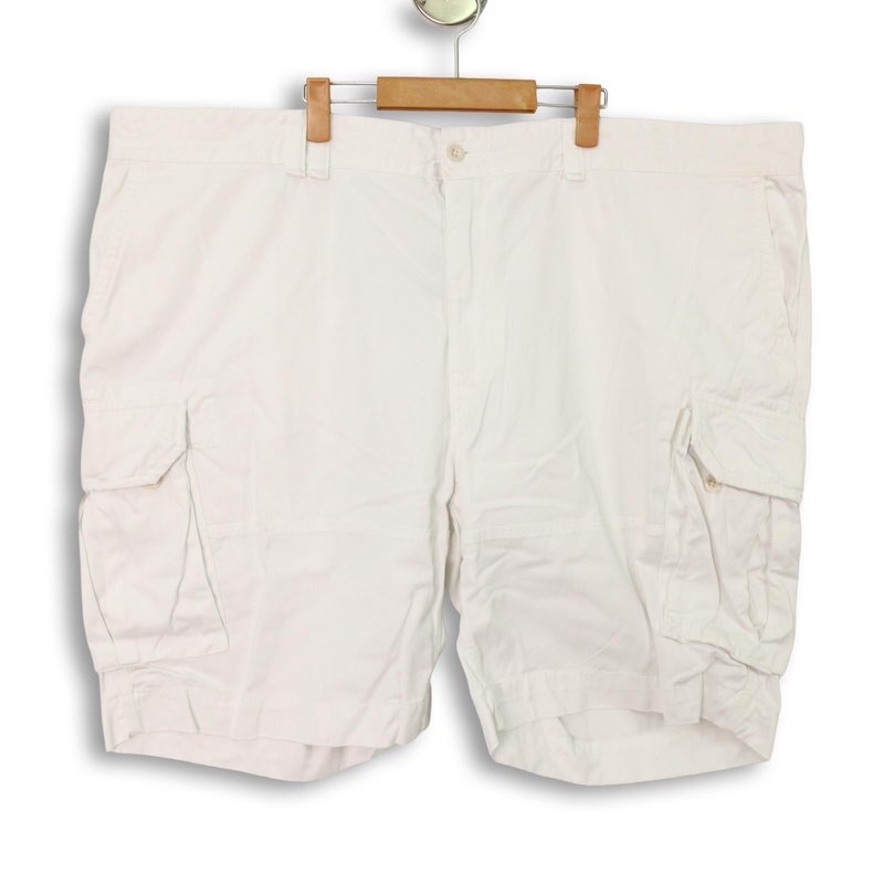 Rakuten - 大きいサイズ メンズW52B 00’s 旧タグ ポロラルフローレン POLO RALPH LAUREN チノカーゴショートパンツ ショーツ ハーフパンツ チノパン ポロチノ 実寸ウエスト134cm ホワイト系 pc-0640 【アメカジ】【古着】【中古】