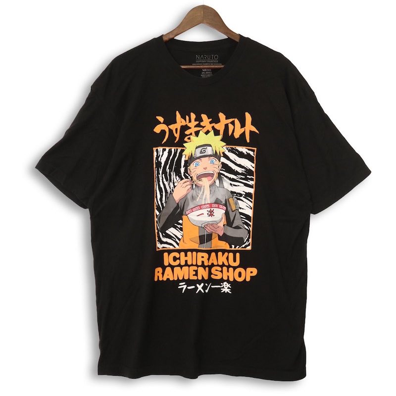 大きいサイズ メンズ2XL ナルト NARUTO うずまきナルト VIZ MADIA クルーネック半袖アニメTシャツ プリントTシャツ 一楽ラーメン 実寸..