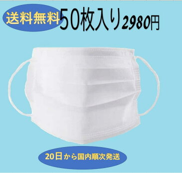 送料無料　使い捨てマスク　50枚入り　20日から順次発送 高密度フィルター　立体的　安価　ノーズワイヤー入り