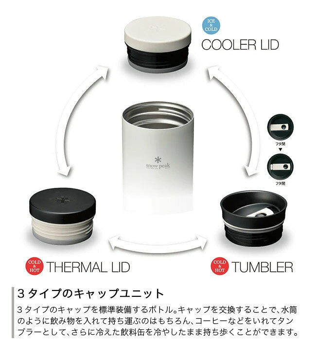 スノーピーク システムボトル500 snow peak System Bottle 500ml TW-071R 水筒 すいとう 保温 保冷 ボトル 直飲み リビング フェス おしゃれ キャンプ アウトドア canpanera-10005095 OutdoorStyle サンデーマウンテン サンプル画像2