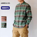 ジェームスアンドコー バンドカラーシャツ チェック JAMES&CO Band Collar Shirt -Check- メンズ JS1511 トップス シャツ カラーシャツ カジュアルシャツ キャンプ アウトドア フェス ギフト 【正規品】