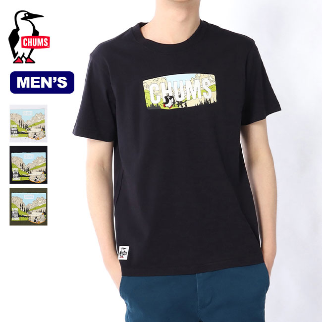 【SALE 20%OFF】チャムス マウンテンチャムスロゴTシャツ メンズ CHUMS Mountain CHUMS Logo T-Shirt メンズ CH01-1967 トップス カットソー プルオーバー Tシャツ 半袖 アウトドア キャンプ フェス 【正規品】