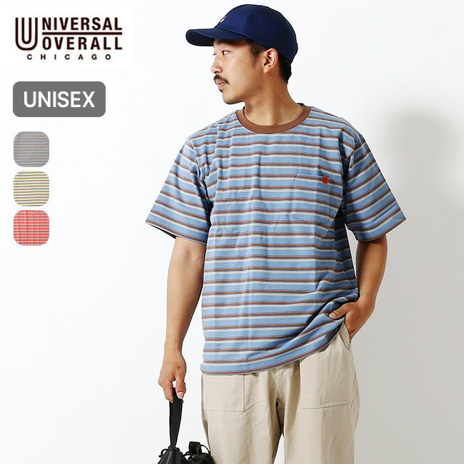 【SALE 50%OFF】ユニバーサルオーバーオール レトロボーダーTEE UNIVERSAL OVERALL RETRO BORDER TEE ユニセックス メンズ レディース U2313232-F 半袖 Tシャツ ポケット アウトドア キャンプ フェス 【正規品】