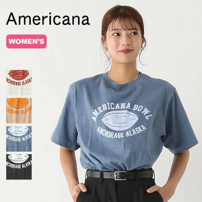 アメリカーナ トップス レディース アメリカーナ カレッジプリント シームレスT AMERICANA レディース BRF-649A/5 Tシャツ 半袖 ショートスリーブ ロゴT トップス キャンプ アウトドア フェス