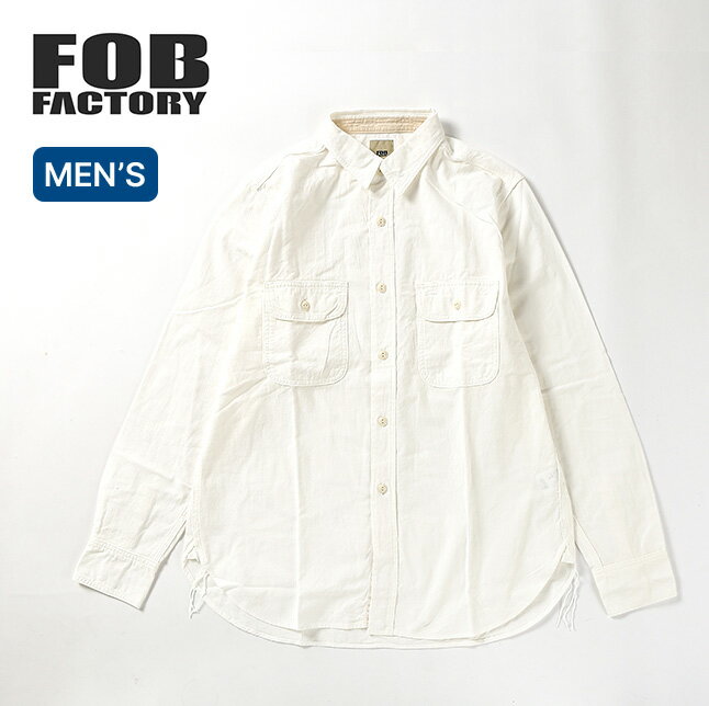 エフオービーファクトリー OXワークシャツ FOB FACTORY F3496 メンズ シャツ トップス 長袖 白シャツ キャンプ アウトドア フェス 
