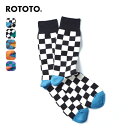 ロトト チェッカーボードクルーソックス ROTOTO CHECKERBOARD CREW SOCKS メンズ レディース R1495 靴下 ソックス チェック柄 柄 おしゃれ 春 秋 アウトドア キャンプ 