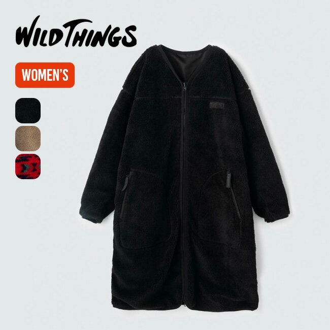 ワイルドシングス ボアジャケット レディース ワイルドシングス フラッフィーボアリバーシブルコートWILD THINGS レディース WTW23123KY リバーシブル ボアコート ロングコート ハーフコート アウター 羽織り トップス ジャケット おしゃれ キャンプ アウトドア