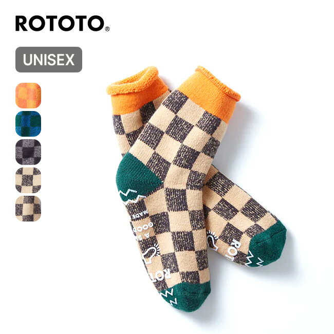 rototo 靴下 メンズ ロトト パイルルームソックス[チェッカーボード] ROTOTO PILE ROOM SOCKS ”CHECKERBOAD” ユニセックス メンズ レディース R1497 靴下 くつ下 アウトドア キャンプ 【正規品】