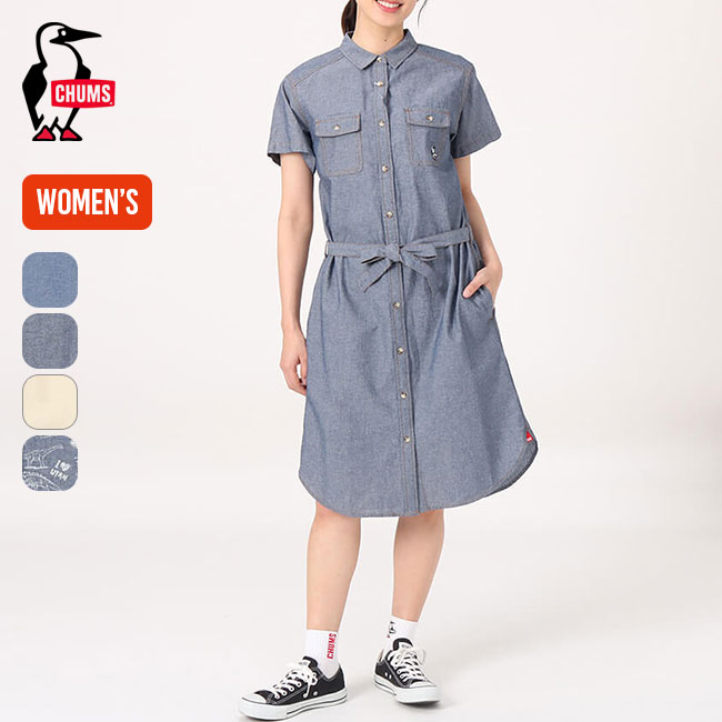 ॹ ӡС䡼֥졼S/Sɥ쥹 CHUMS Beaver Yarn-Dyed Chambray S/S Dress ...