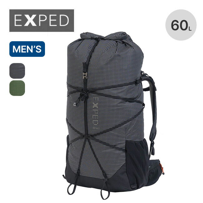 バックパック メンズ（アウトドア用） エクスペド ライトニング 60L メンズ EXPED Lightning 60L Men's 396405 リュック ザック バックパック ロールトップ ピッケル トレッキングポール 撥水 登山 トラベル 旅行 キャンプ アウトドア 【正規品】