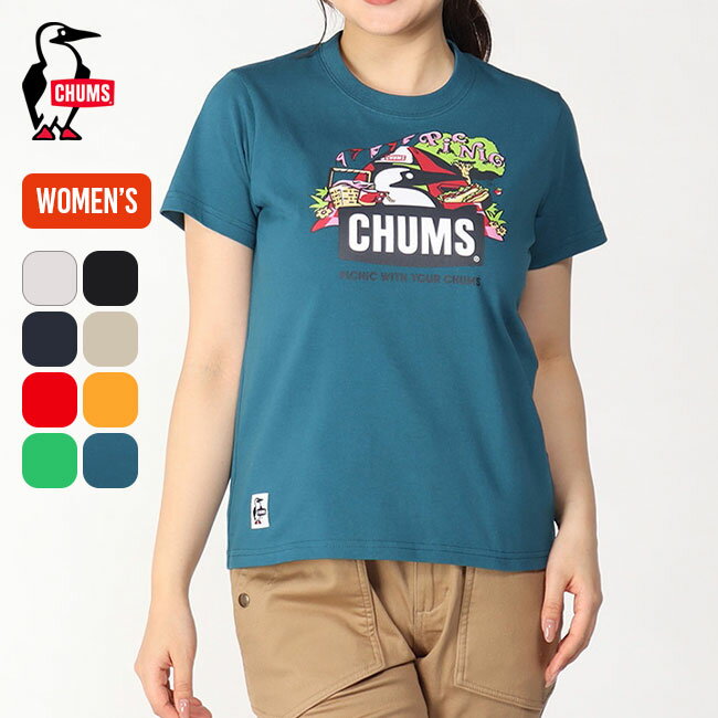 チャムス Tシャツ レディース チャムス ピクニックブービーTシャツ【ウィメンズ】 CHUMS Picnic Booby T-Shirt レディース CH11-2347 トップス カットソー プルオーバー Tシャツ 半袖 アウトドア キャンプ フェス 【正規品】